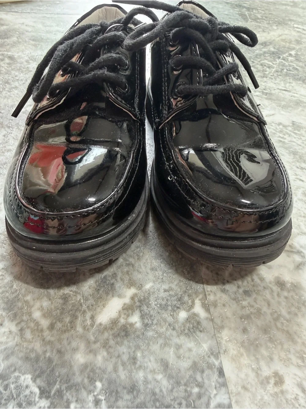 SHEIN Black Patent Lace-Up Kids Dress Shoes
